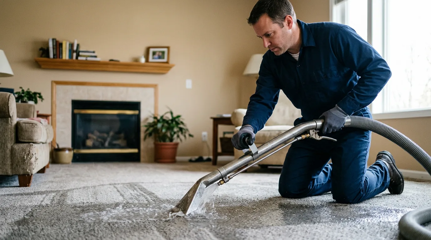 Water damage restoration technician working near Smithfield, KY
